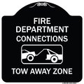 Signmission Fire Department Connection Tow Away Zone W/ Graphic Heavy-Gauge Alum Sign, 18" x 18", BW-1818-24024 A-DES-BW-1818-24024